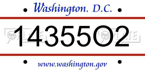 14355O2 District Of Columbia License Plate