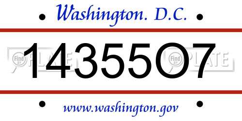 14355O7 District Of Columbia License Plate