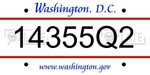 14355Q2 District Of Columbia License Plate