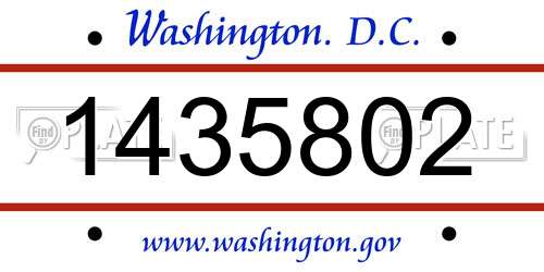 1435802 District Of Columbia License Plate