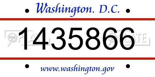 1435866 District Of Columbia License Plate