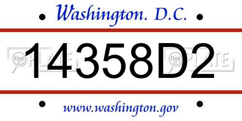 14358D2 District Of Columbia License Plate