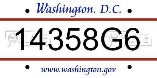 14358G6 District Of Columbia License Plate