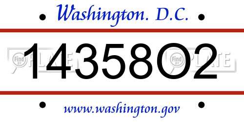 14358O2 District Of Columbia License Plate