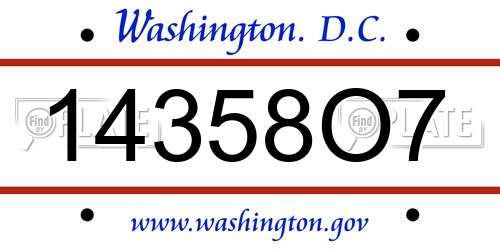 14358O7 District Of Columbia License Plate