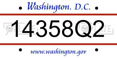 14358Q2 District Of Columbia License Plate