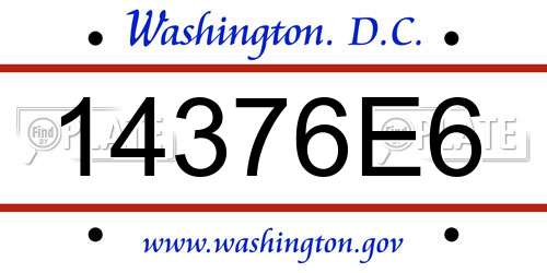 14376E6 District Of Columbia License Plate