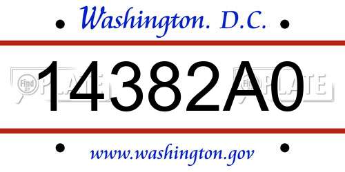 14382A0 District Of Columbia License Plate