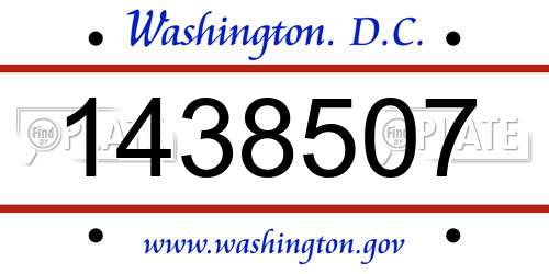 1438507 District Of Columbia License Plate