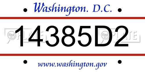 14385D2 District Of Columbia License Plate