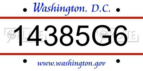 14385G6 District Of Columbia License Plate