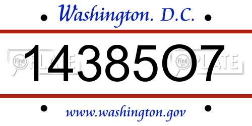 14385O7 District Of Columbia License Plate