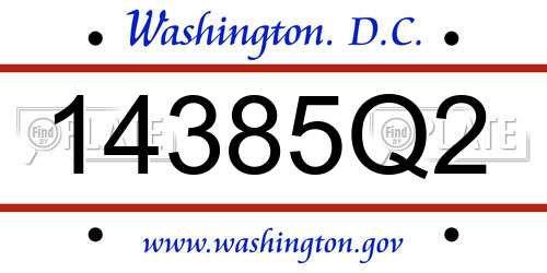 14385Q2 District Of Columbia License Plate