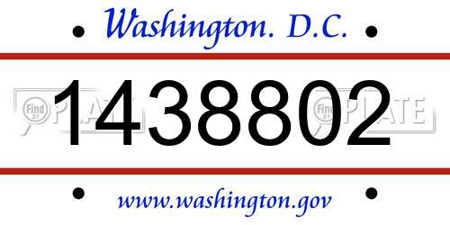 1438802 District Of Columbia License Plate