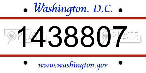 1438807 District Of Columbia License Plate