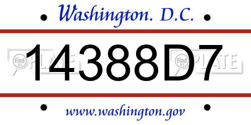 14388D7 District Of Columbia License Plate