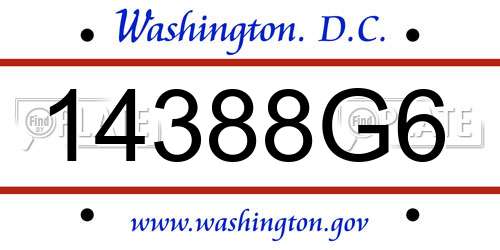 14388G6 District Of Columbia License Plate
