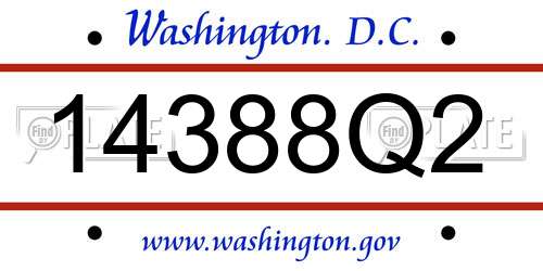14388Q2 District Of Columbia License Plate