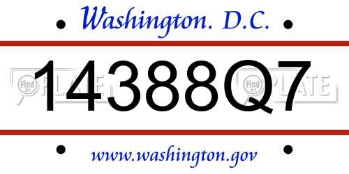 14388Q7 District Of Columbia License Plate