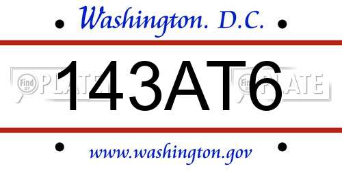 143AT6 District Of Columbia License Plate