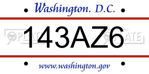 143AZ6 District Of Columbia License Plate