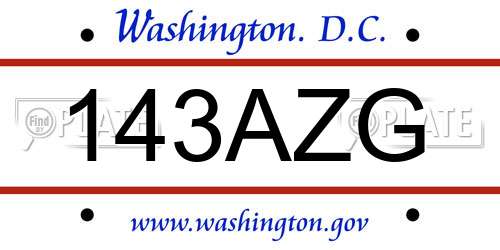 143AZG District Of Columbia License Plate