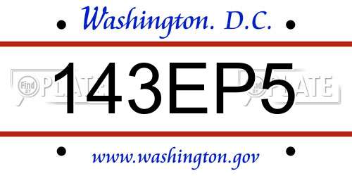 143EP5 District Of Columbia License Plate