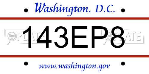 143EP8 District Of Columbia License Plate