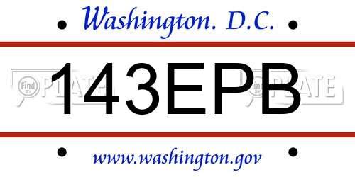 143EPB District Of Columbia License Plate