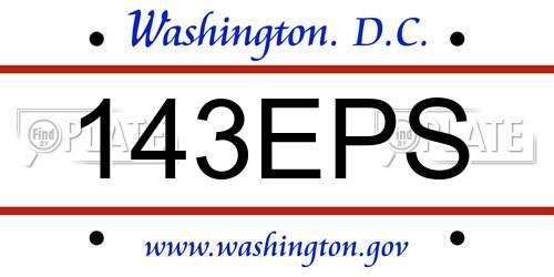 143EPS District Of Columbia License Plate