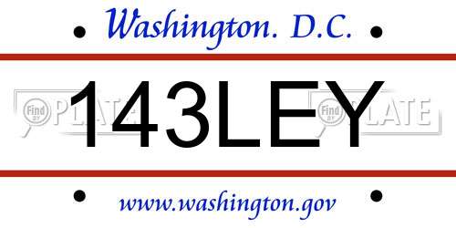 143LEY District Of Columbia License Plate