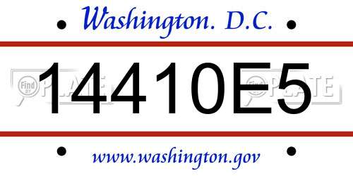 14410E5 District Of Columbia License Plate