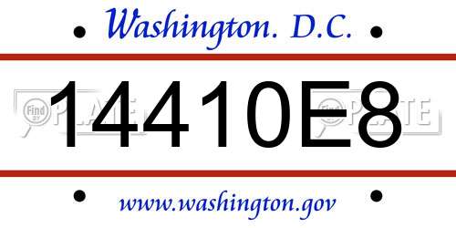 14410E8 District Of Columbia License Plate