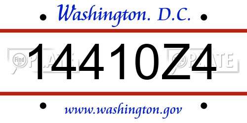 14410Z4 District Of Columbia License Plate