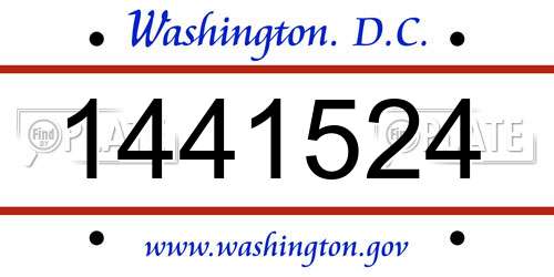 1441524 District Of Columbia License Plate
