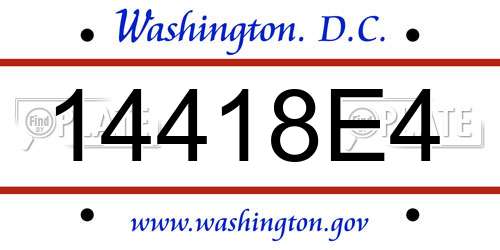 14418E4 District Of Columbia License Plate
