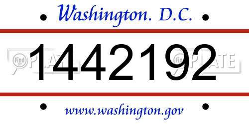 1442192 District Of Columbia License Plate