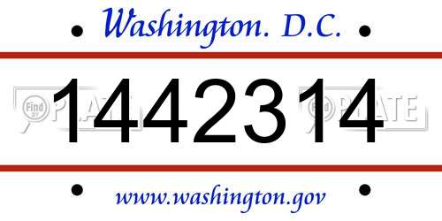 1442314 District Of Columbia License Plate