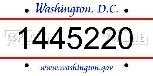 1445220 District Of Columbia License Plate