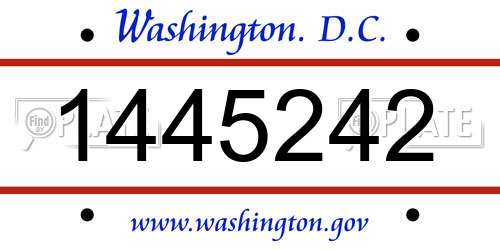 1445242 District Of Columbia License Plate