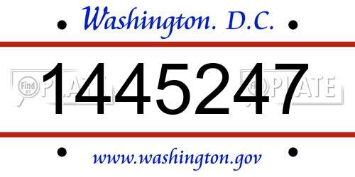 1445247 District Of Columbia License Plate