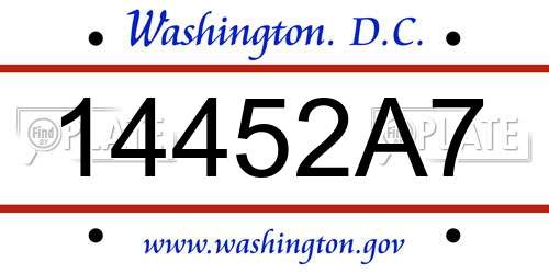 14452A7 District Of Columbia License Plate