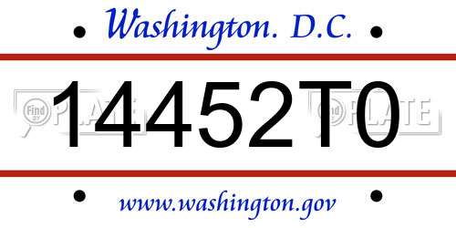 14452T0 District Of Columbia License Plate