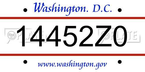 14452Z0 District Of Columbia License Plate