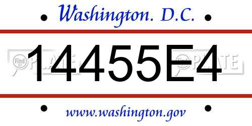 14455E4 District Of Columbia License Plate