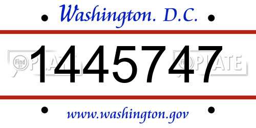 1445747 District Of Columbia License Plate