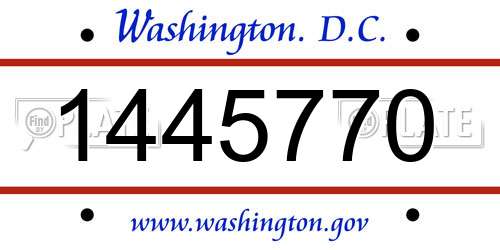 1445770 District Of Columbia License Plate