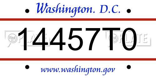 14457T0 District Of Columbia License Plate