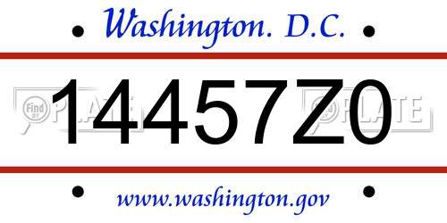 14457Z0 District Of Columbia License Plate