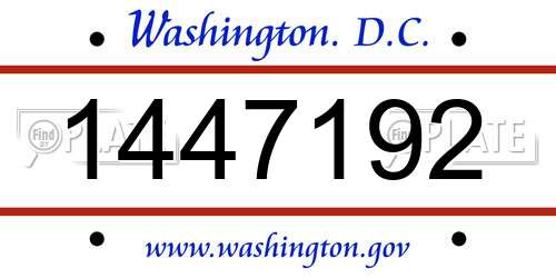 1447192 District Of Columbia License Plate